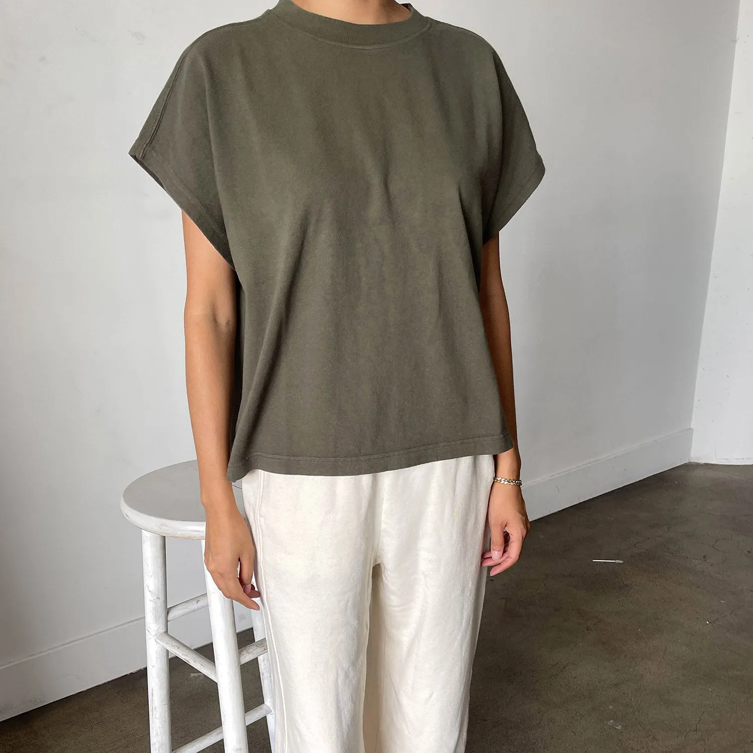 Womens Cotton Jeanne Tee - Olive Green