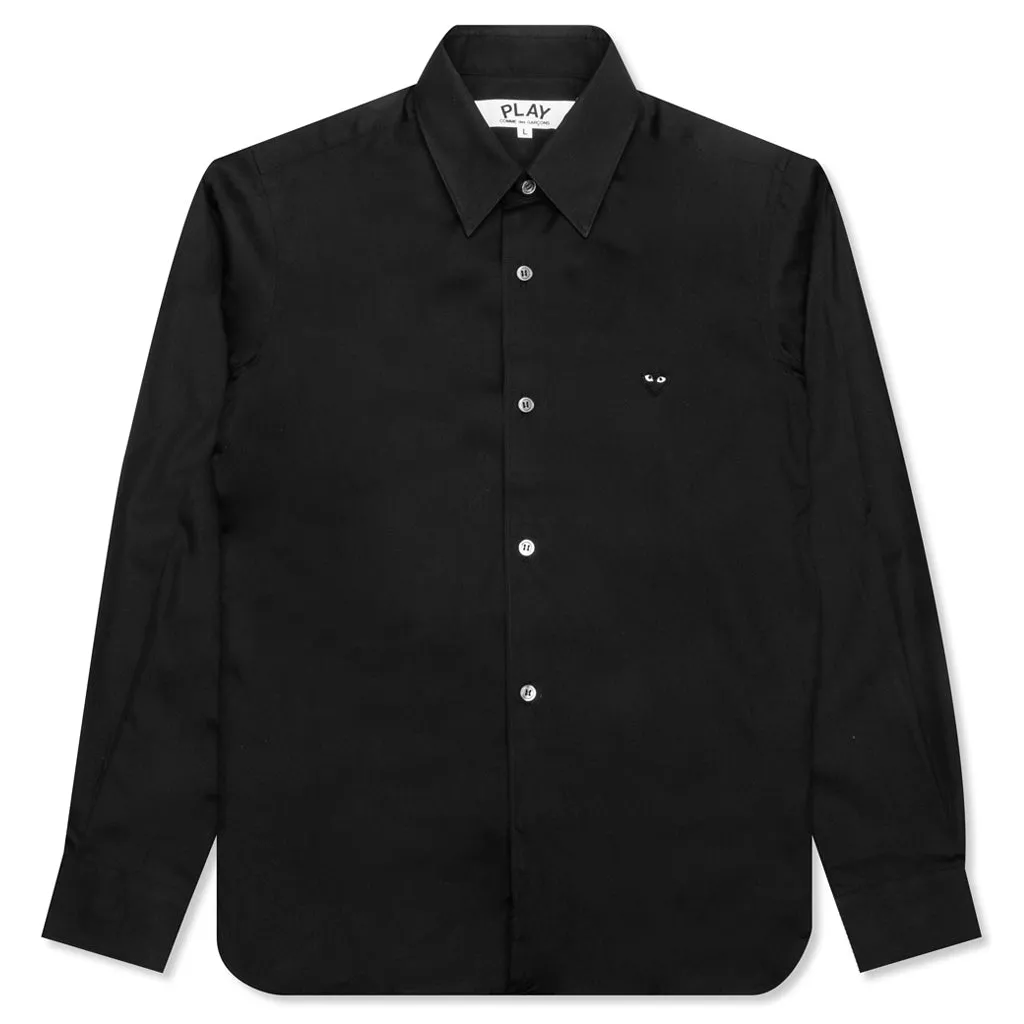 Women's Small Black Heart Button Up - Black