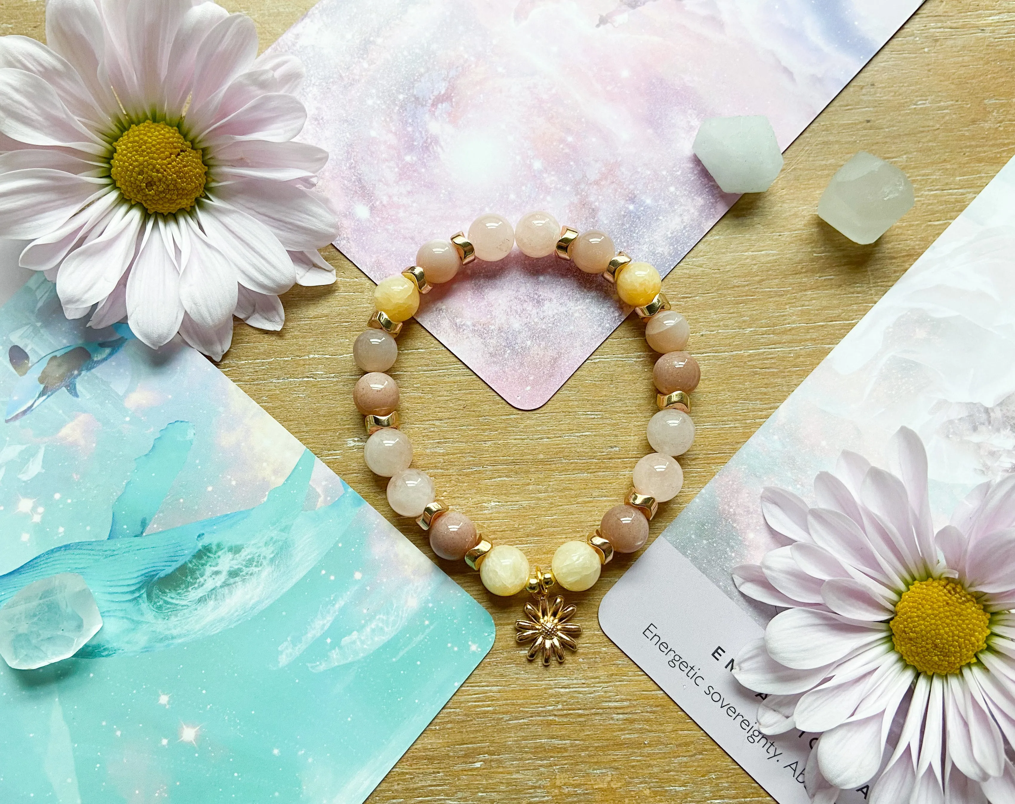 Yellow Calcite, Peach Moonstone & Morganite || Reiki Infused