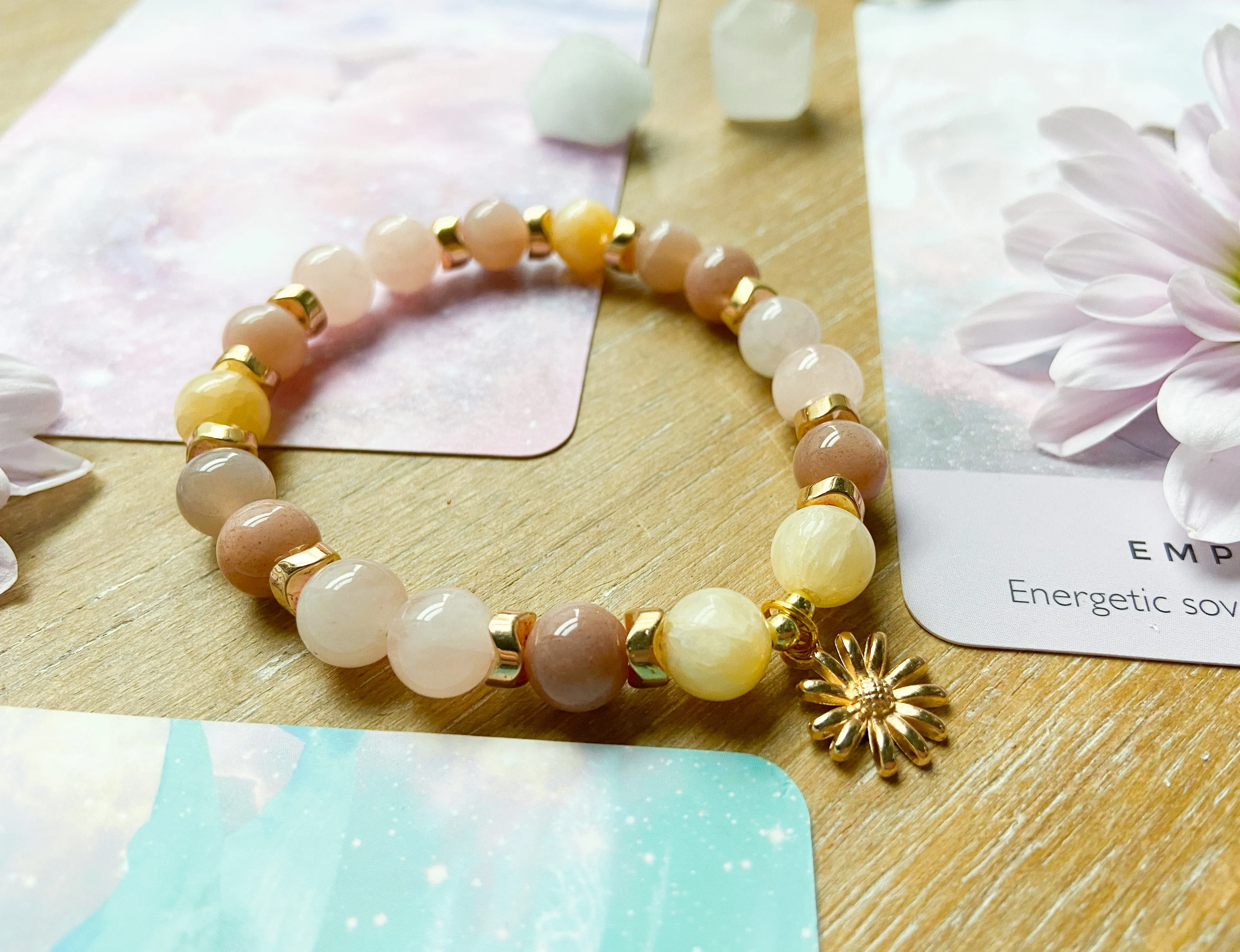 Yellow Calcite, Peach Moonstone & Morganite || Reiki Infused