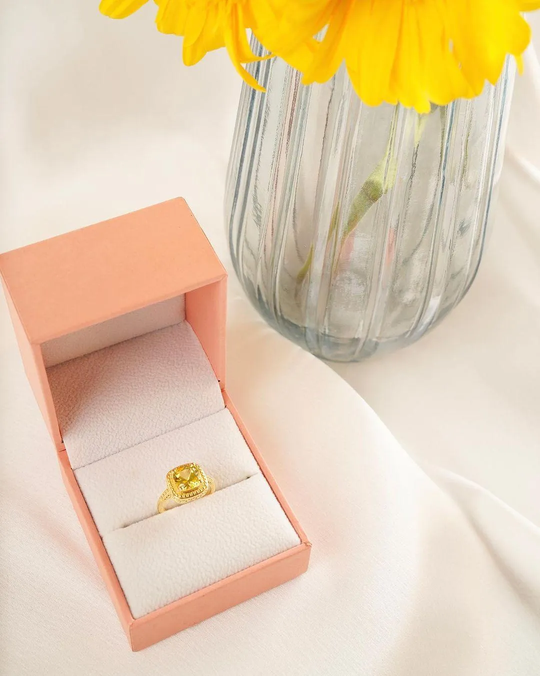 Yellow Sapphire Cushion Statement Ring