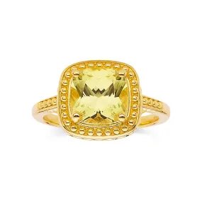 Yellow Sapphire Cushion Statement Ring