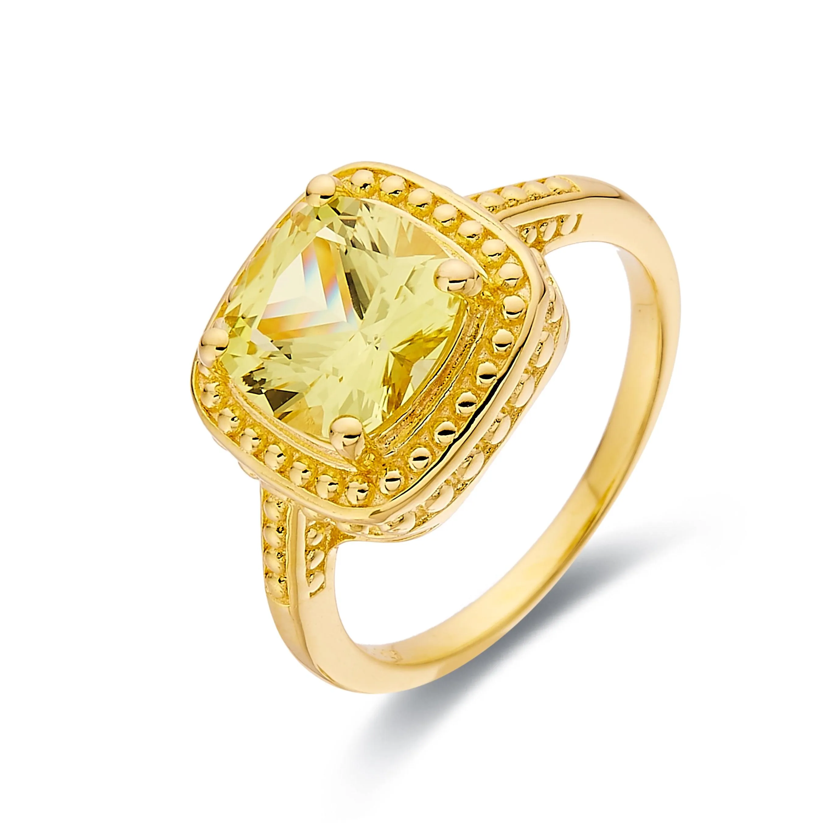 Yellow Sapphire Cushion Statement Ring